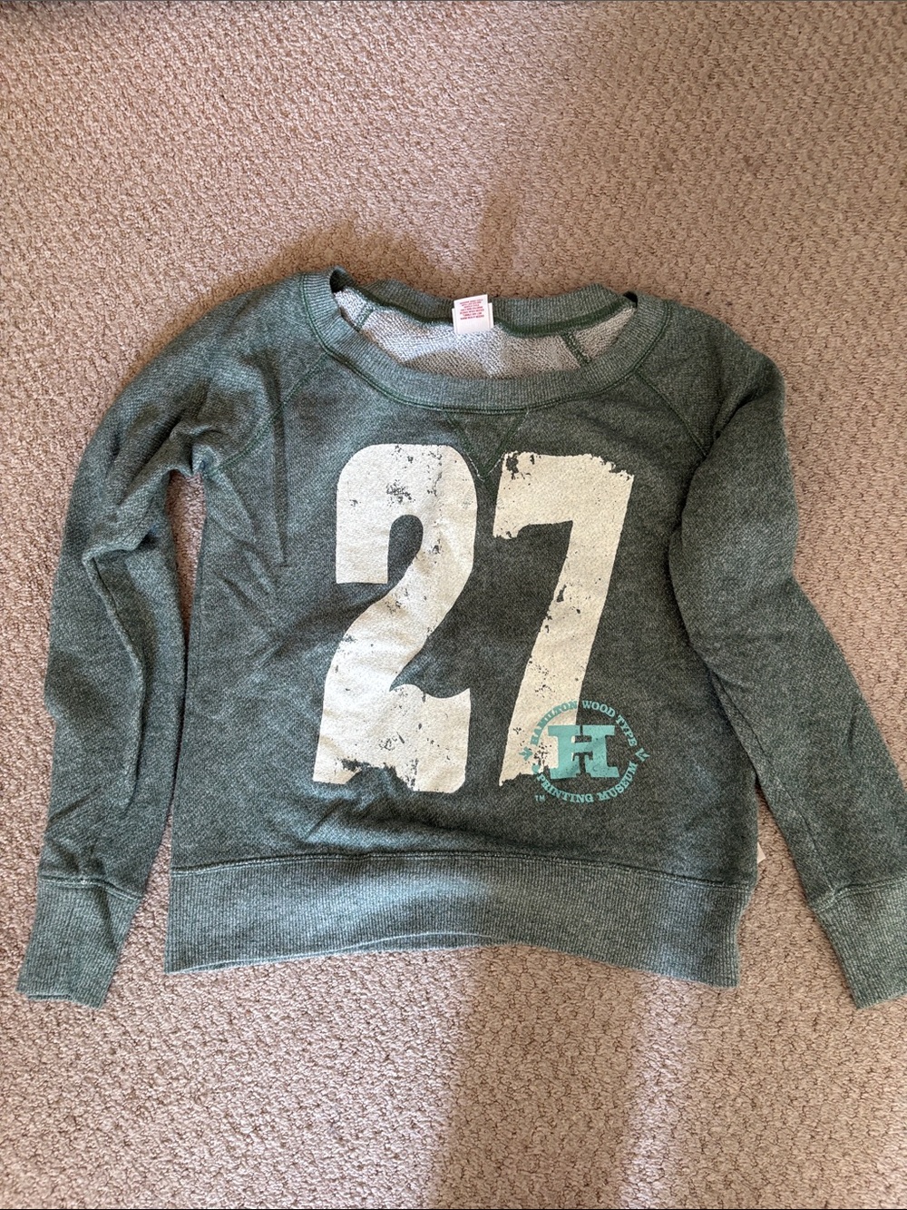 Mossimo Supply Co. Green Crewneck Sweatshirt with White '27' Graphic